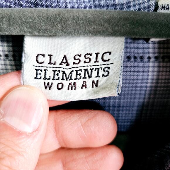 Elements Women's Plus Size 16W Short Sleeve Plaid Button Up Casual Grunge Cotton - Picture 5 of 6